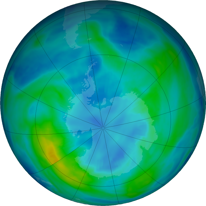 Antarctic ozone map for 11 April 2017